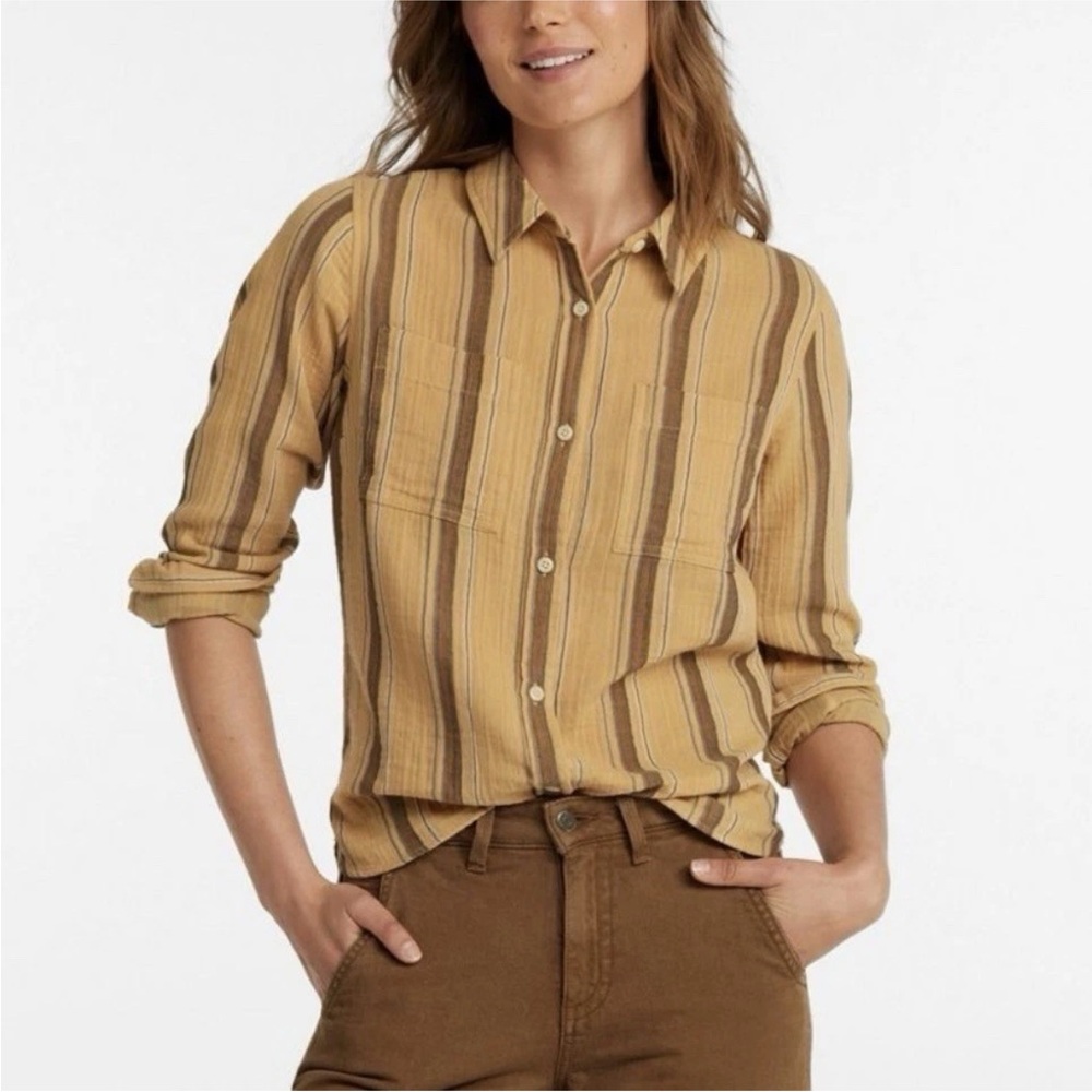 LL Bean Cloud Gauze Button Up Shirt Long Sleeve Cotton 519259 Women’s Size M